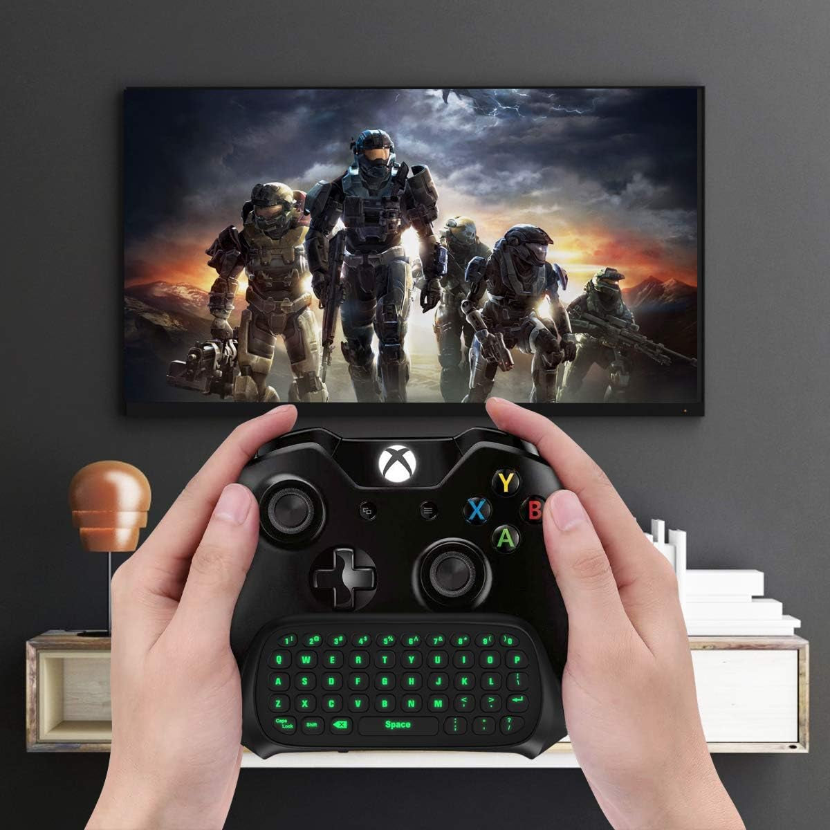 Green Backlight Keyboard for Xbox Gaming Controller, Black | Wireless Chatpad Keypad, Built-In 3.5Mm Audio Jack & 2.4G Receiver, for Xbox Series X/S Accessories