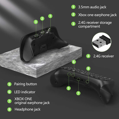 Green Backlight Keyboard for Xbox Gaming Controller, Black | Wireless Chatpad Keypad, Built-In 3.5Mm Audio Jack & 2.4G Receiver, for Xbox Series X/S Accessories