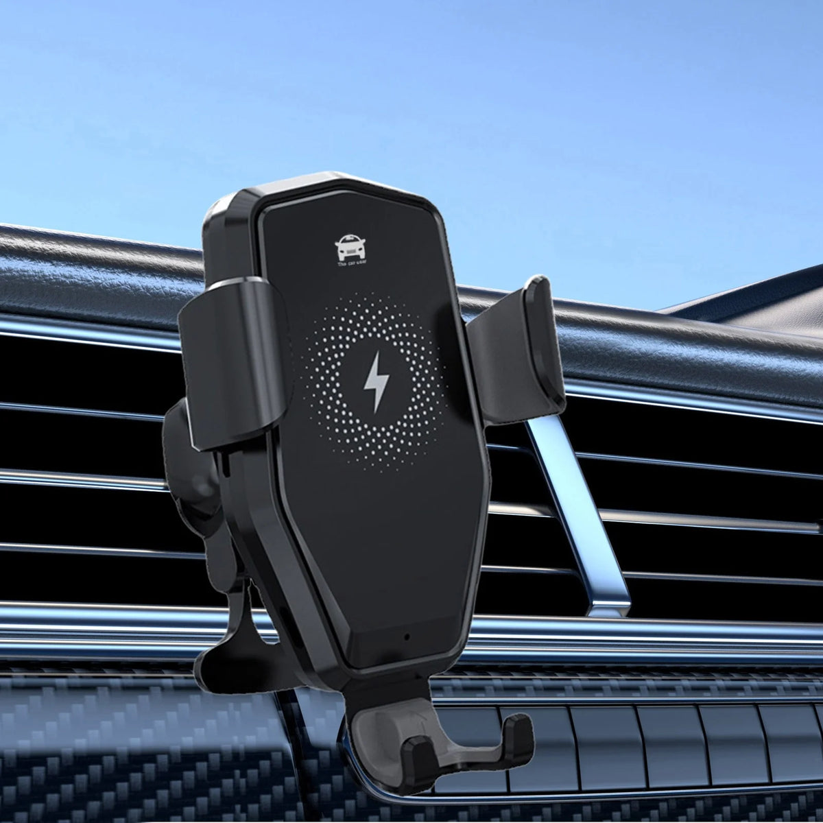 15W Fast Wireless Car Charger with Type-C Interface, Automatic Clamping Air Vent Phone Mount Holder, 360° Adjustable Rotation Car Navigation Charger for Iphone Samsung Android