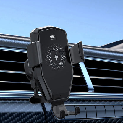 15W Fast Wireless Car Charger with Type-C Interface, Automatic Clamping Air Vent Phone Mount Holder, 360° Adjustable Rotation Car Navigation Charger for Iphone Samsung Android