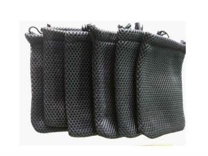6 Pcs Black Cell Phone or MP3 Nylon Mesh Drawstring Pouch Bags | for Cell Phone or MP3