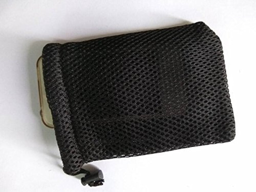 6 Pcs Black Cell Phone or MP3 Nylon Mesh Drawstring Pouch Bags | for Cell Phone or MP3