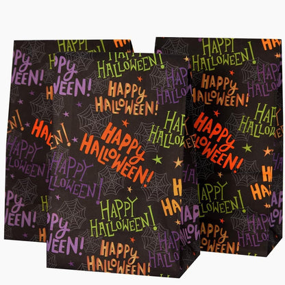 30-Pack Halloween Treat Bags for Kids Party Favor Bags, 9.1 X 5.1 X 3.1 Inch Paper Goodie Bags with Spider Web Design