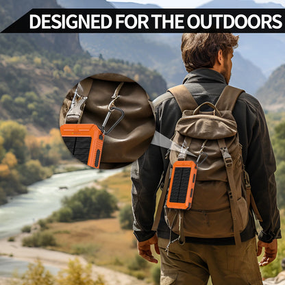 2-Pack Solar Power Bank, 10000Mah Waterproof Portable Charger with Dual USB, Flashlight & Compass for Outdoor Camping