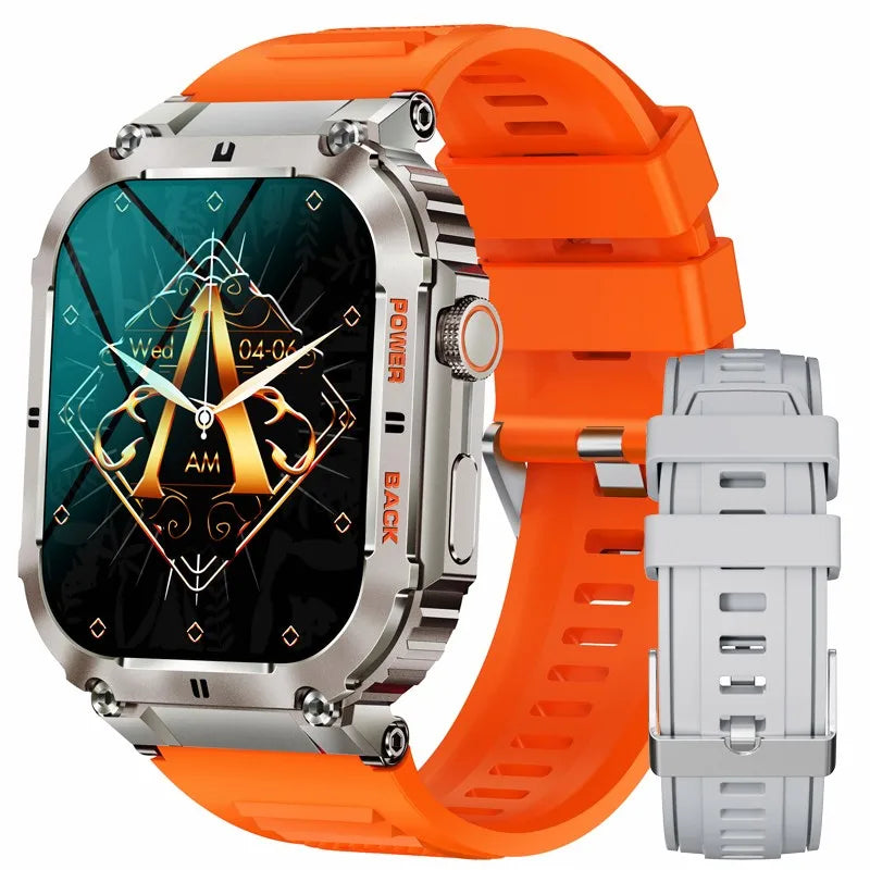 Outdoor Sports Fitness Smartwatch for Men 1.96 Inch Screen Bluetooth Calling Waterproof Watches Blood Oxygen Reloj Hombre