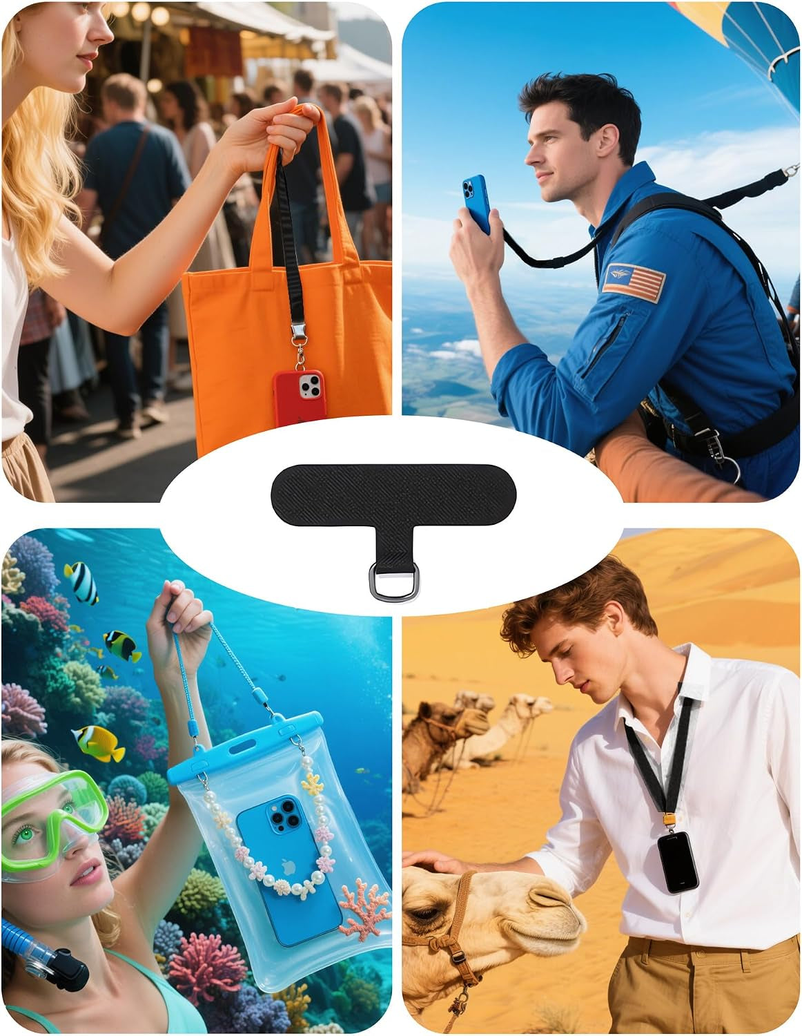 Phone Tether Tab, 4 Pcs Universal Phone Lanyard Tab Used with Crossbody Strap, for Cell Phone Cases