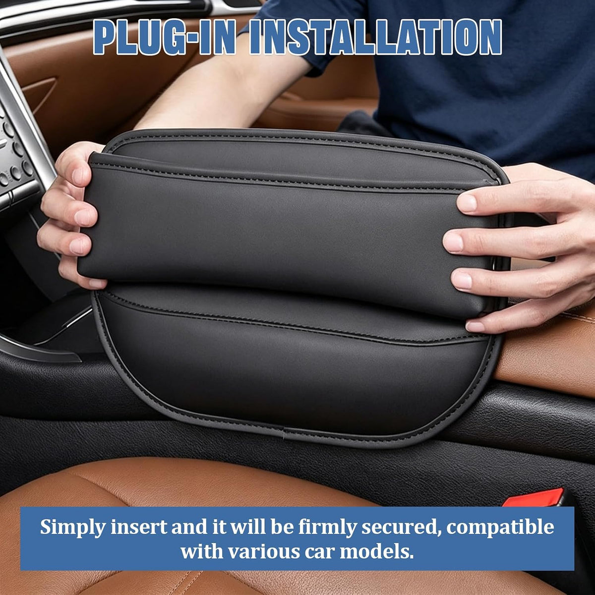 2 PCS Car Seat Gap Filler Organizer with Card Slots for Suv, Truck (Black) | Premium Leather Car Seat Gap Organizer Holder Women & Men, Cars Essentials for Phones, Cards, Keys
