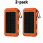 2-Pack Solar Power Bank, 10000Mah Waterproof Portable Charger with Dual USB, Flashlight & Compass for Outdoor Camping
