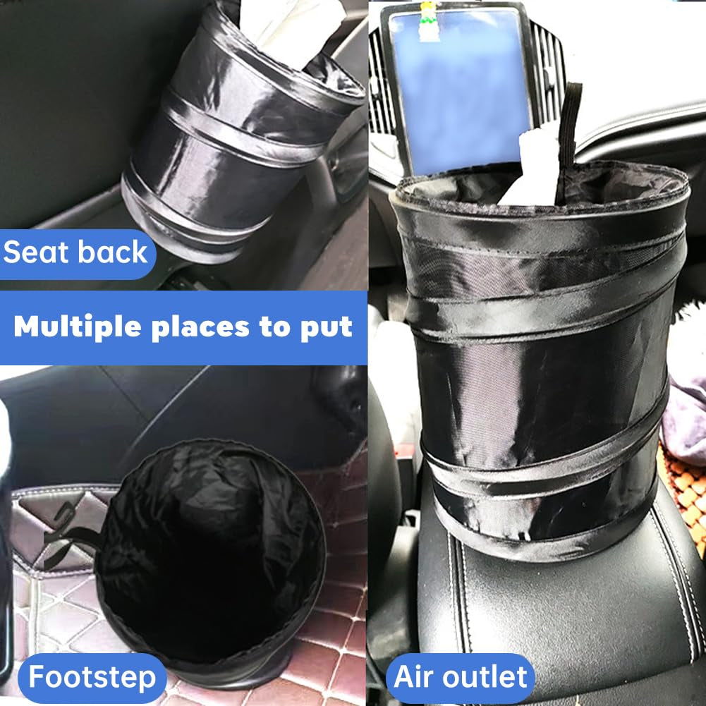 2PCS Car Trash Can - Mini Collapsible Pop-Up Car Garbage Can | Waterproof Hanging Car Trash Bag W/Elastic Band,Portable Garbage Bin for Car/Home,Travel