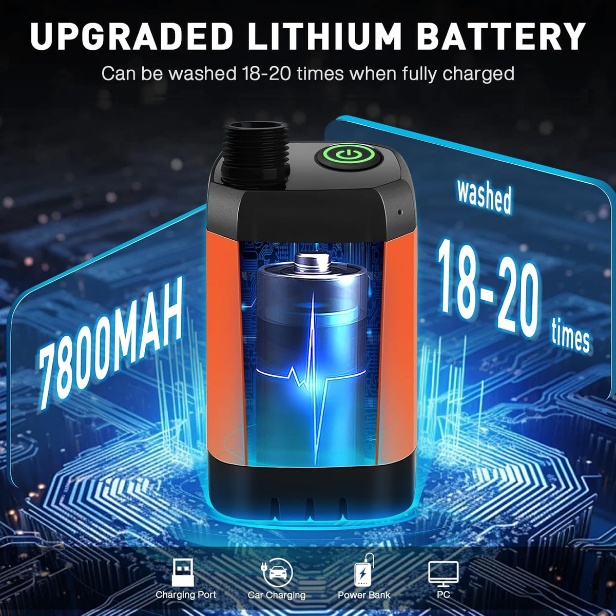 7800Mah Upgrade Portable Camping Shower with Digital Display & Temperature