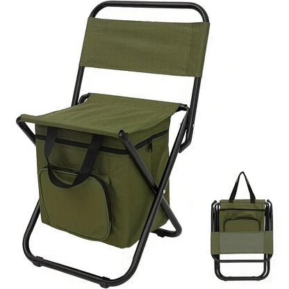 Green Large Portable Folding Camping Chair,Aluminum Alloy Bracket， Lightweight Backrest with Storage Bag, Heavy Duty Load Bearing Outdoor Seat for Camping, Hunting, Fishing, Hiking, Beach