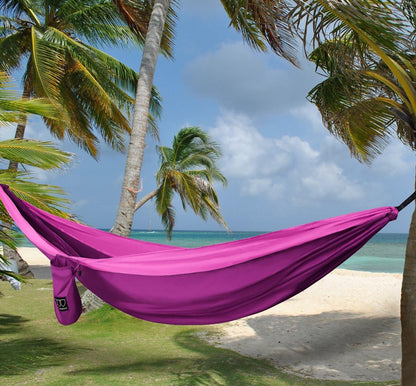 Camping Hammock, Double Hammock with Ropes, USA Brand Lightweight Portable Mens Womens Kids, Camping Accessories Gear (Fuchsia and Pink, 2 Person)
