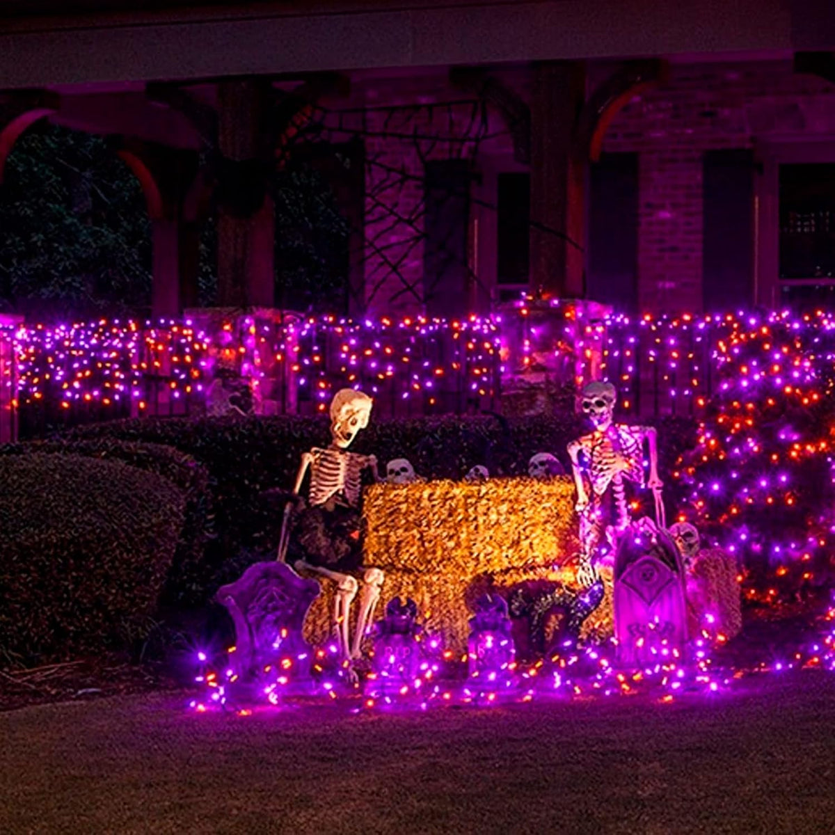 Battery Operated Halloween Lights, 2 Pack Total 100 LED 32 FT Orange and Purple Lights Outdoor, Waterproof Mini String Light with 8 Modes, Halloween Decorations for Indoor Patio Party Decor