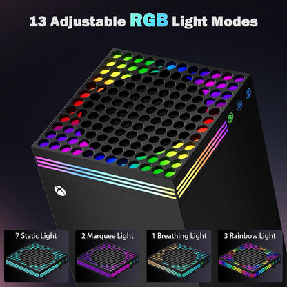 Cooling Fan for Xbox Series X Console - High Speed Top Fan Cooler System with 13 RGB LED Light Modes, Low Noise, Dust Proof, Keeps Your Xbox Console Cool, Fits Horizontal or Vertical Placement