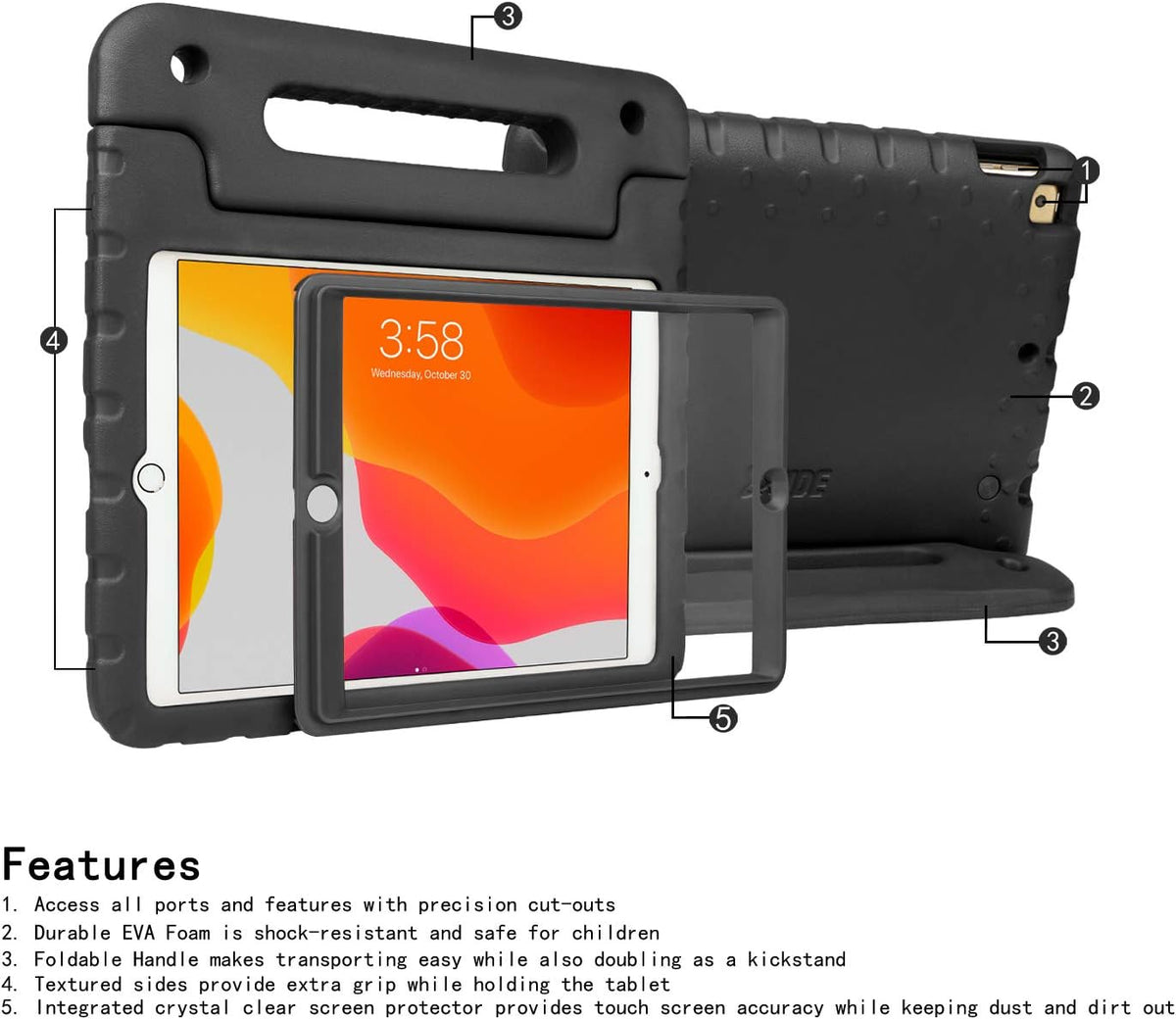Kids Case for 9Th Gen Ipad Shockproof 10.2 Inch Screen Protector Cover