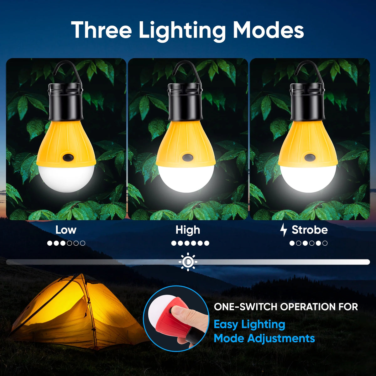 LED Hanging Camping Lantern Bulbs, Mini Camper Light Flashlight, Portable Emergency Battery Tent Lights, Camping, Outdoor Gear (4 Pack)
