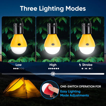 LED Hanging Camping Lantern Bulbs, Mini Camper Light Flashlight, Portable Emergency Battery Tent Lights, Camping, Outdoor Gear (4 Pack)