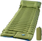 Ultralight Sleeping Pad for Camping, Camping Mat with Pillow | Built-In Foot Pump Inflatable Sleeping Pads Compact for Camping Backpacking Hiking Traveling Tent, Single, Green