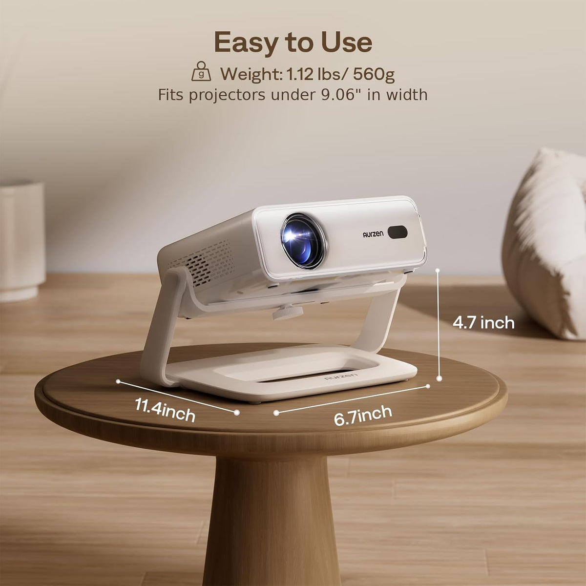 Multi-Angle Projector Stand, 180° Rotation, 1/4-Inch Screw, White | Easy Installation, Durable Build, Compatible with  EAZZE D1R, D1, D1G & Most Projectors, ¼-Inch Screw, Gimbal Stand