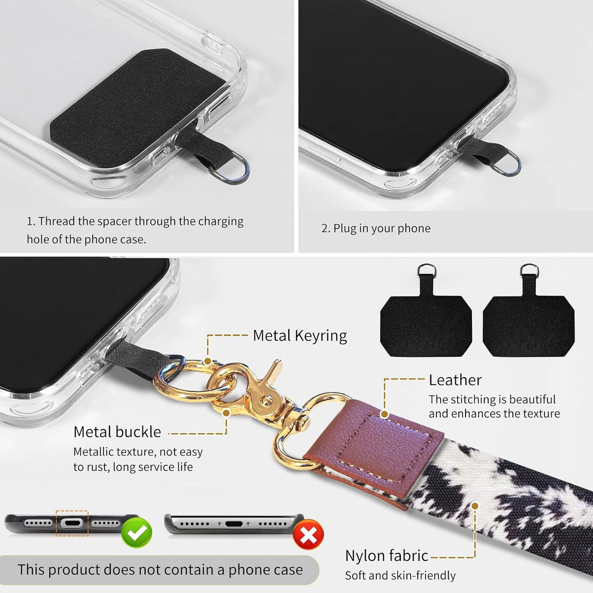 Cell Phone Lanyard Adjustable Crossbody Strap, Cute Phone Neck Wristlet Wrist Strap Patch for Keys Case Accessories
