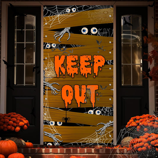 Halloween Door Cover Decorations Halloween Door Fabric Decor Door Covers Scary Halloween Decorations ，Cute Halloween Outdoor Indoor Decorations for Doors, Windows and Various Halloween Scenes