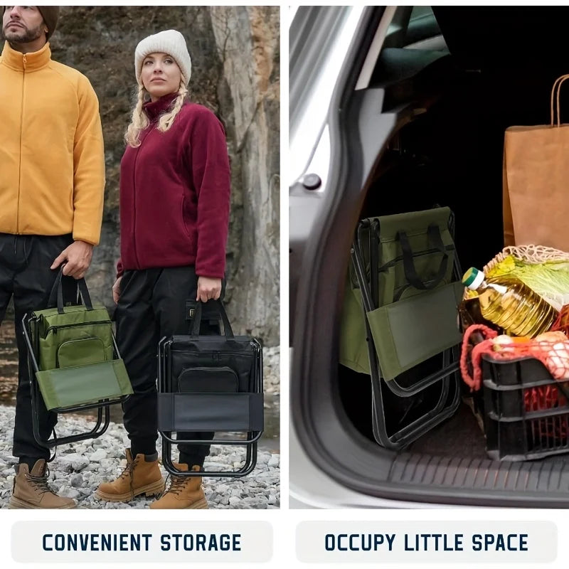 Green Large Portable Folding Camping Chair,Aluminum Alloy Bracket， Lightweight Backrest with Storage Bag, Heavy Duty Load Bearing Outdoor Seat for Camping, Hunting, Fishing, Hiking, Beach