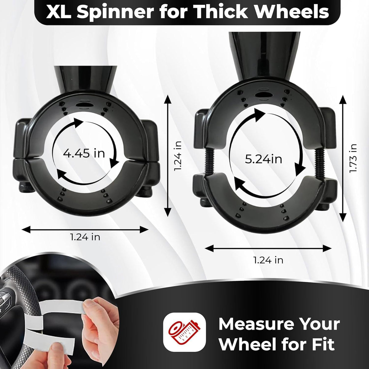 BL Steering Wheel Knob Spinner - Universal Non-Slip Fit, ABS & Premium Silicone Finish Suicide Knob with Metal Ball Bearing - Ideal for Cars, Trucks, Boats (Large- Red)