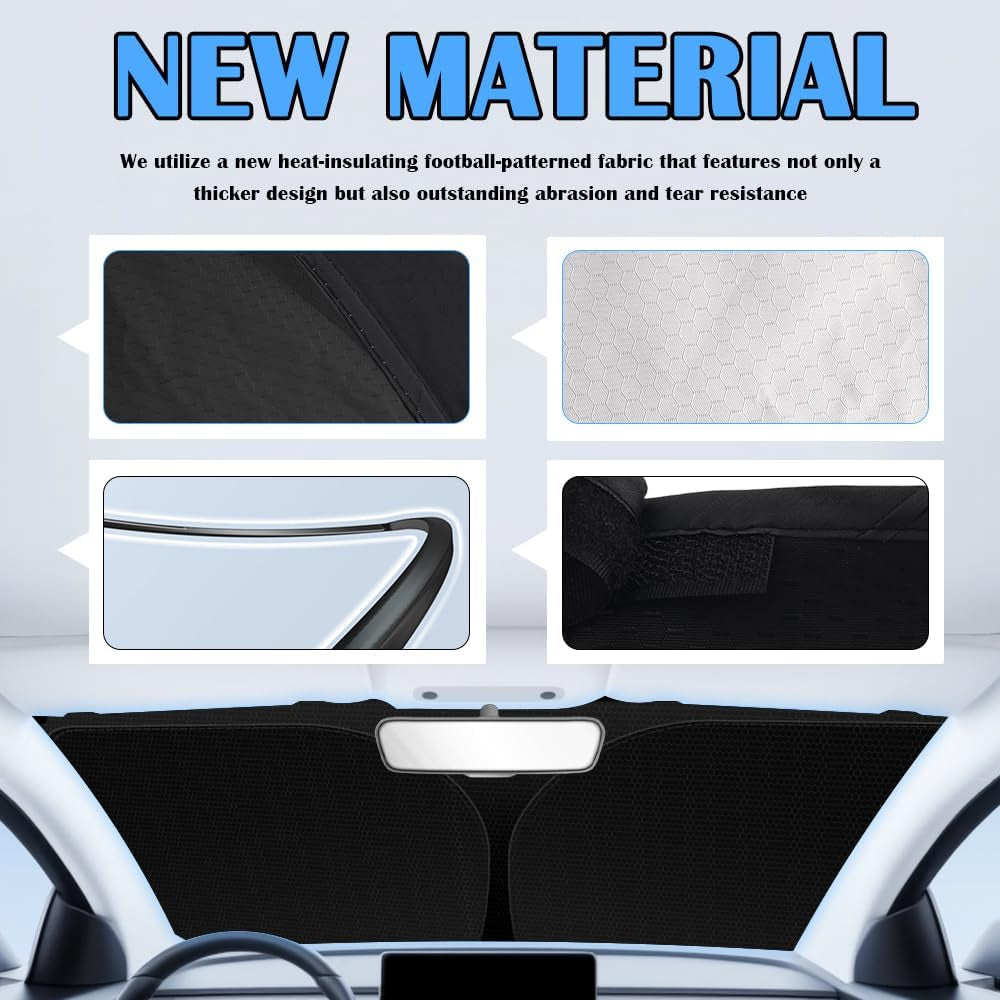 2026 Upgraded Thickened Car Windshield Sun Shade with Soccer Plaid Design,Foldable Sun Shade for Car Windshield with Storage Bag,57"X31.5" Portable Sunshade for Cars Windshields