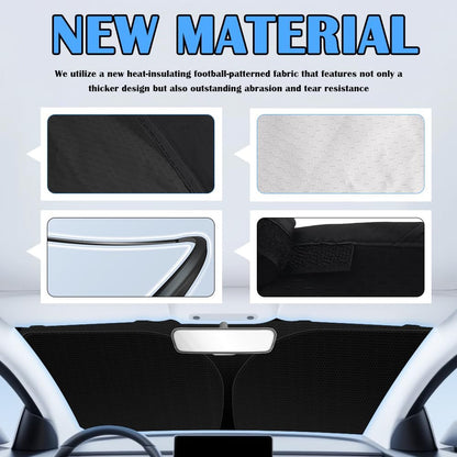 2026 Upgraded Thickened Car Windshield Sun Shade with Soccer Plaid Design,Foldable Sun Shade for Car Windshield with Storage Bag,57"X31.5" Portable Sunshade for Cars Windshields
