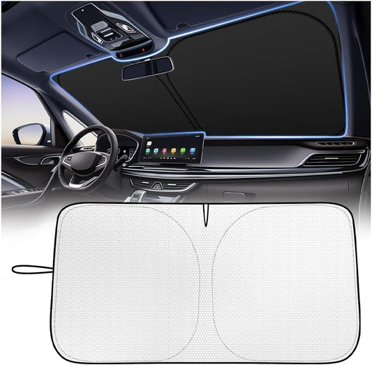 2026 Upgraded Thickened Car Windshield Sun Shade with Soccer Plaid Design,Foldable Sun Shade for Car Windshield with Storage Bag,57"X31.5" Portable Sunshade for Cars Windshields
